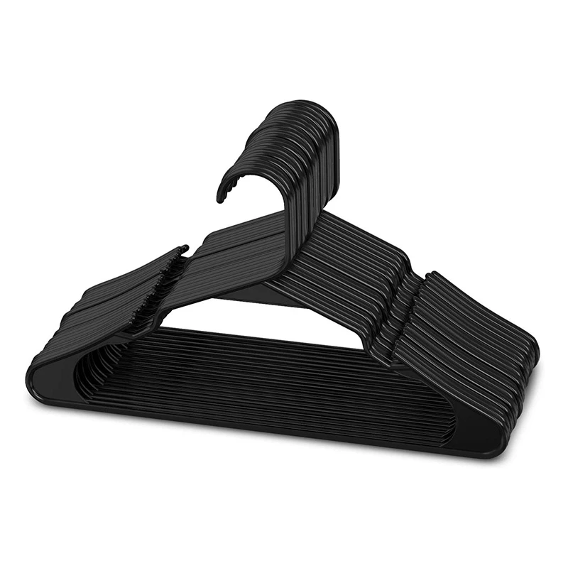 

Black Plastic Hangers, Plastic Clothes Hangers Perfect For Everyday Standard Use, Clothing Hangers