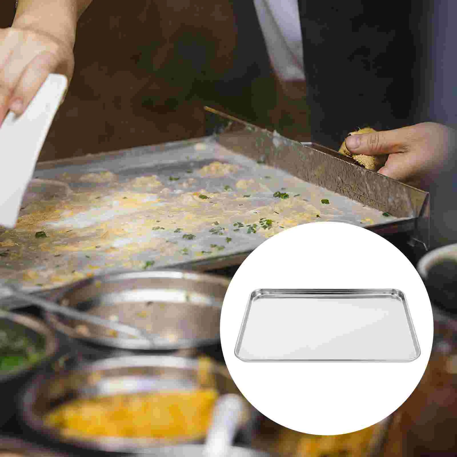 Stainless Steel Rice Noodle Dish Barbecue Plate Grilling Biscuit Food Kitchen Supply Snack Toddler Garnish Tray