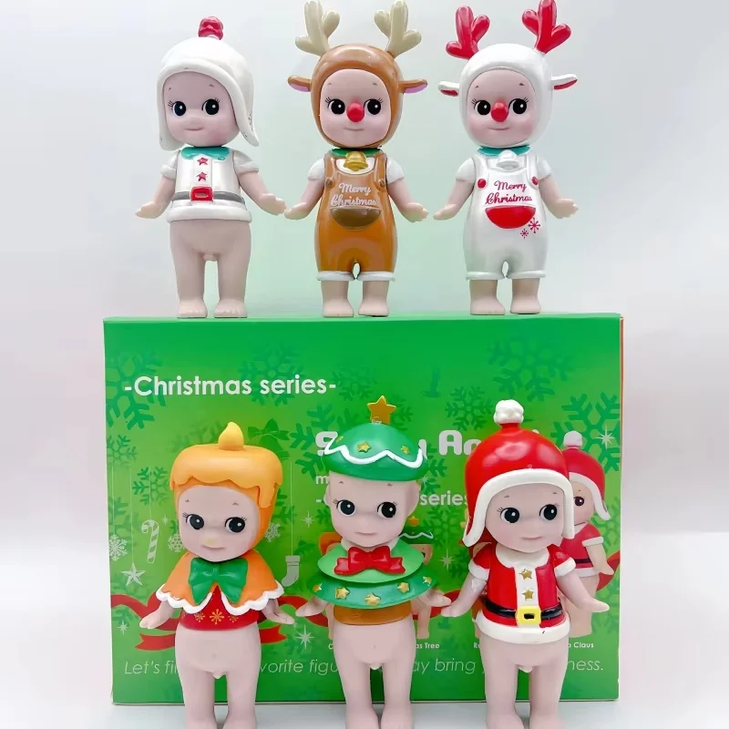 Hot 6pcs Sonny Angel Hippers Christmas Series Blind Boxes Action Figure Guess Box Kid Christmas Gift Copy version Toys Xmas Gift