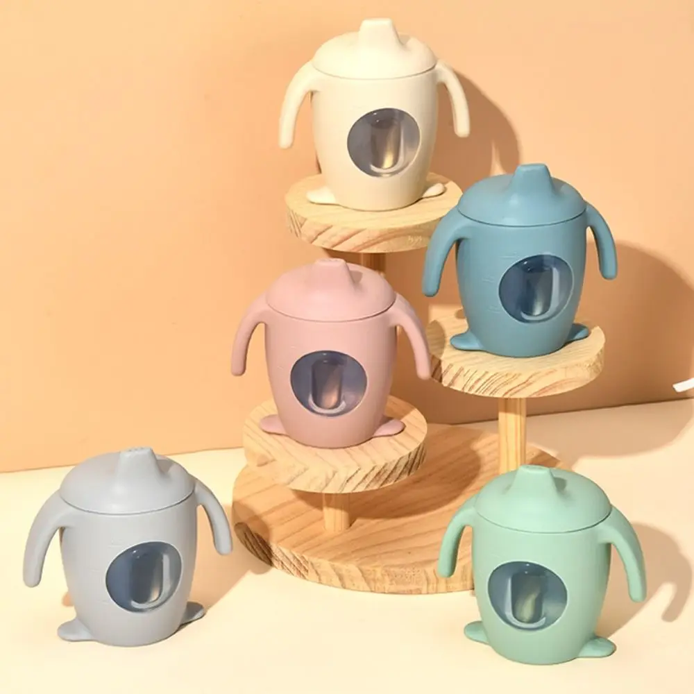 

Penguin Shape Baby Silicone Sippy Cup Silicone Learning Cup Cartoon Water Bottle Beverage Container Visible Transparent Cups