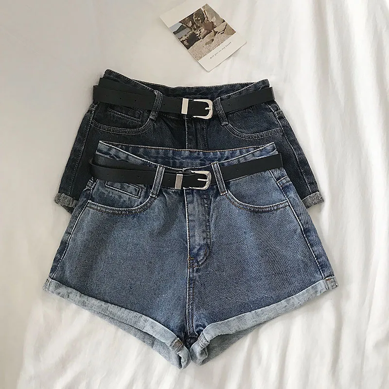 

2024 Women Summer New Casual High Waist Shorts Female Solid Color Wide Leg Hot Pants Ladies Fashion Denim Jeans Shorts L34