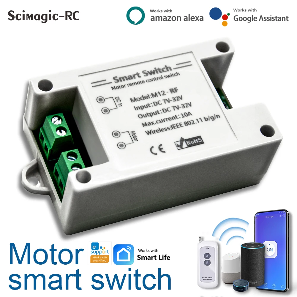 Smart Motor Switch RF 433 Receiver Wifi Relay For DC Forward And Reverse Motor Work With eWelink APP Alexa Google Home