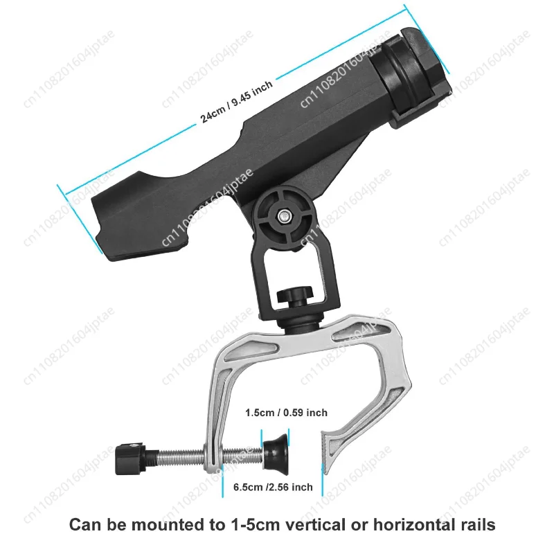 RH20 Adjustable Boat Fishing Rod Holder - Universal Rail Mount for Raft/Yacht, Heavy Duty Marine-Grade Aluminum Anti-Rust Design