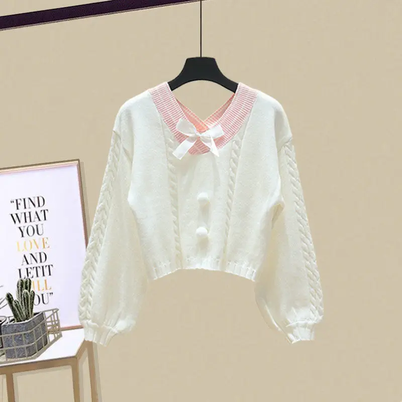 Oversized Women's Autumn Set 2023 New Age Reducing Covering Belly Slouchy Sweater Fashion Hanging Dress Two Piece Set