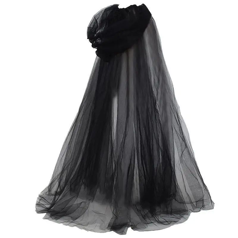 Halloween Kapuzen-Mesh-Umhang Hexen-Vampir-Schicksalsmann-Kostüm Cape Gotisches Cosplay-Party-Kostümzubehör für Damen und Herren – Detail 5
