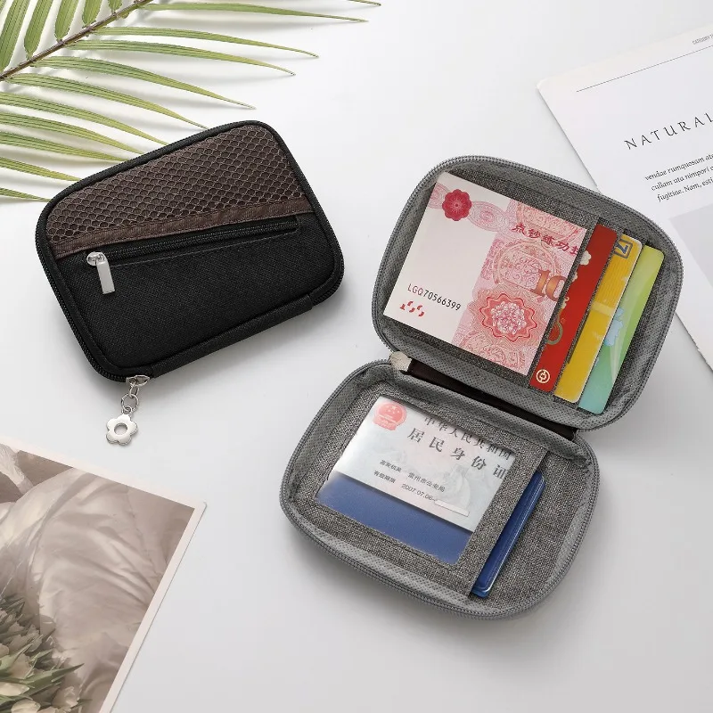 Zipper Storage Bag Anti Theft Coin Purse For Men Women Multifunctional Card Holder Tickets ID Documents Cash Storage Wallet