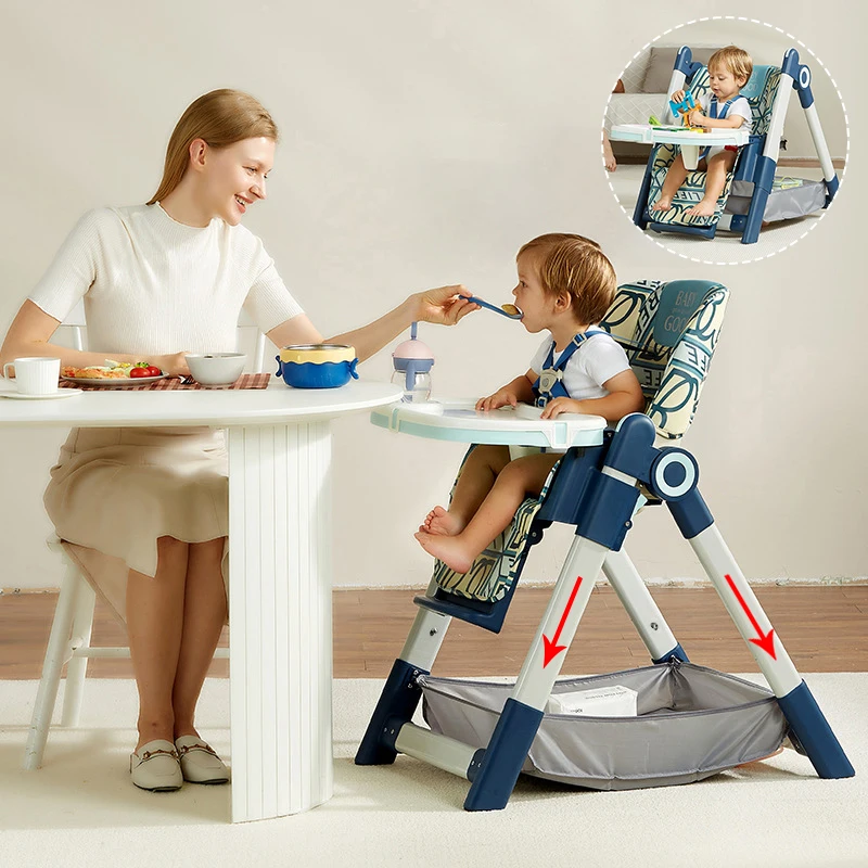 

OEM Hot Selling Portable Plastic Kids Child Baby Food Eat Feeding High Dining Chair With Wheels