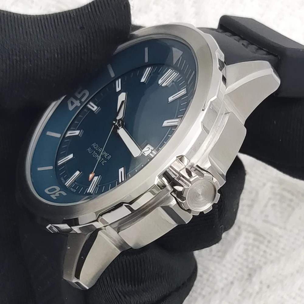 حار بيع السيراميك الحافة 47 مللي متر مقاومة للماء NH35 التلقائي الميكانيكية رجالي الغوص ساعة سيليكون المطاط #3