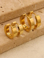 1pair/2pcs Trendy Popular Hip-Hop Gold Color Stainless Bangles Glossy Men's Simple Women's Ear Care Accessories Wholesale
