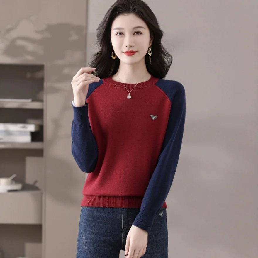 Pantalones de pierna ancha Faion para mujer, Base de lana de punto informal de gama alta, blusa Camere de piel de conejo suave y cómoda