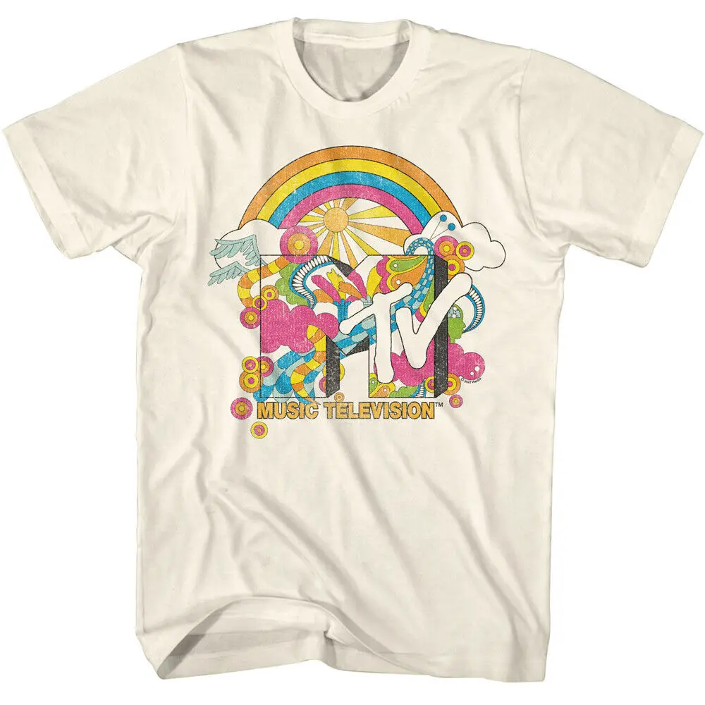 MTV Music Television Retro Hippie Rainbow Sunburst Show Logo Men's T Shirt