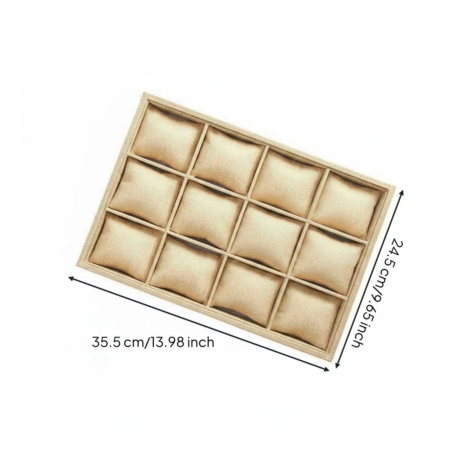 Wooden Fabric Jewelry Holder Cushion Slots Watch Organizer Display Tray for Accessories Shop Countertop