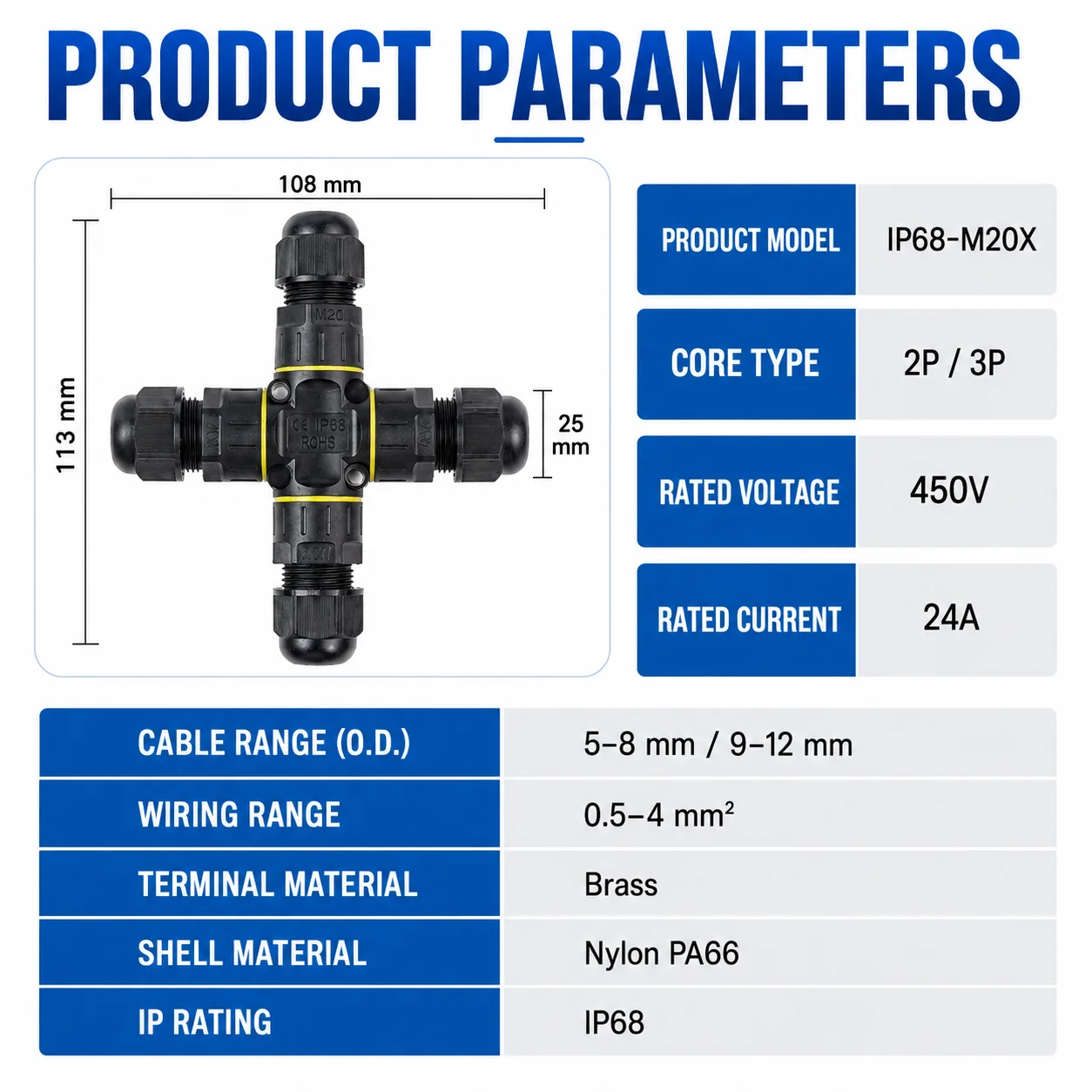 IP68 M20 2/3 Pin Waterproof El - огляд і ціна Outdoor Lighting Junction