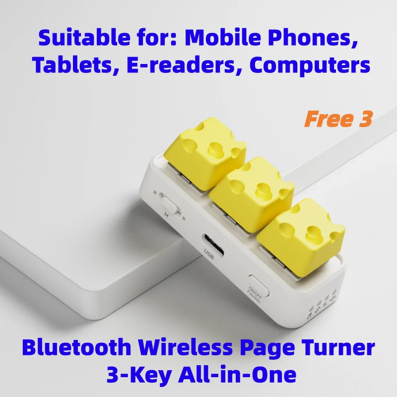 2026 3‑Key Wireless Page Turning Remote Control, for Phones, Tablets, E‑Readers & Computers, for Short‑Video Scrolling & E‑Book