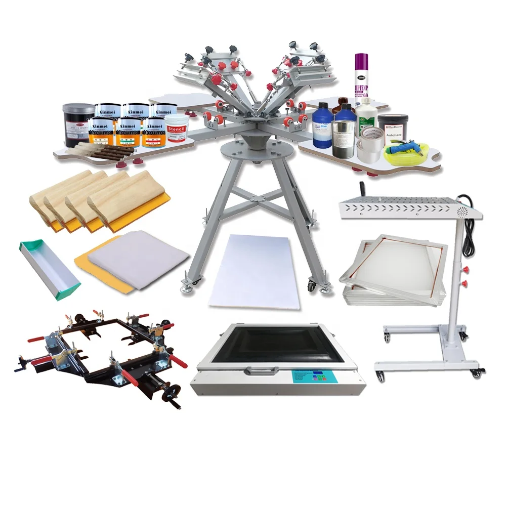 4 Color Full Set Screen Printer For T-shirts Silk Screen Printing