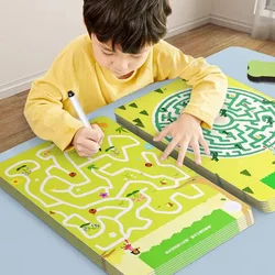 Concentration Maze Training Book Reusable Practice Copybook Pen Control Training Magical Montessori for Kids Education Book