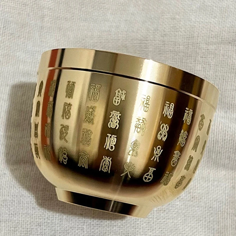 

Цилиндр из чистой латуни для риса, настольная маленькая пепельница с орнаментом, корнукопия, байфу, учебное украшение, подарок, аксессуары для украшения дома, чашка