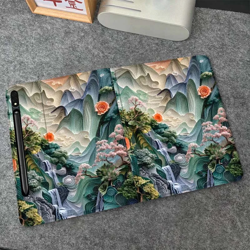 

Mountain Stream Flower Art Tablet Case For Samsung Galaxy Tab S6 S8 S9 S10 Lite FE 10.4 11 Inch 2022 2024