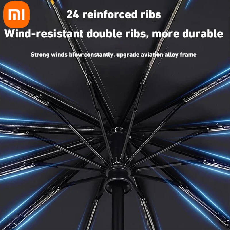 Xiaomi 24 Bone Automatic Folding Umbrella Anti UV Rain Sun Portable Solid Color Windproof Collapsible Large Size Fully Automatic