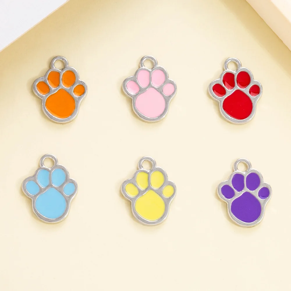Cute bear paw oil-dripping alloy jewelry pendant DIY chain hand keychain pendant jewelry small accessories