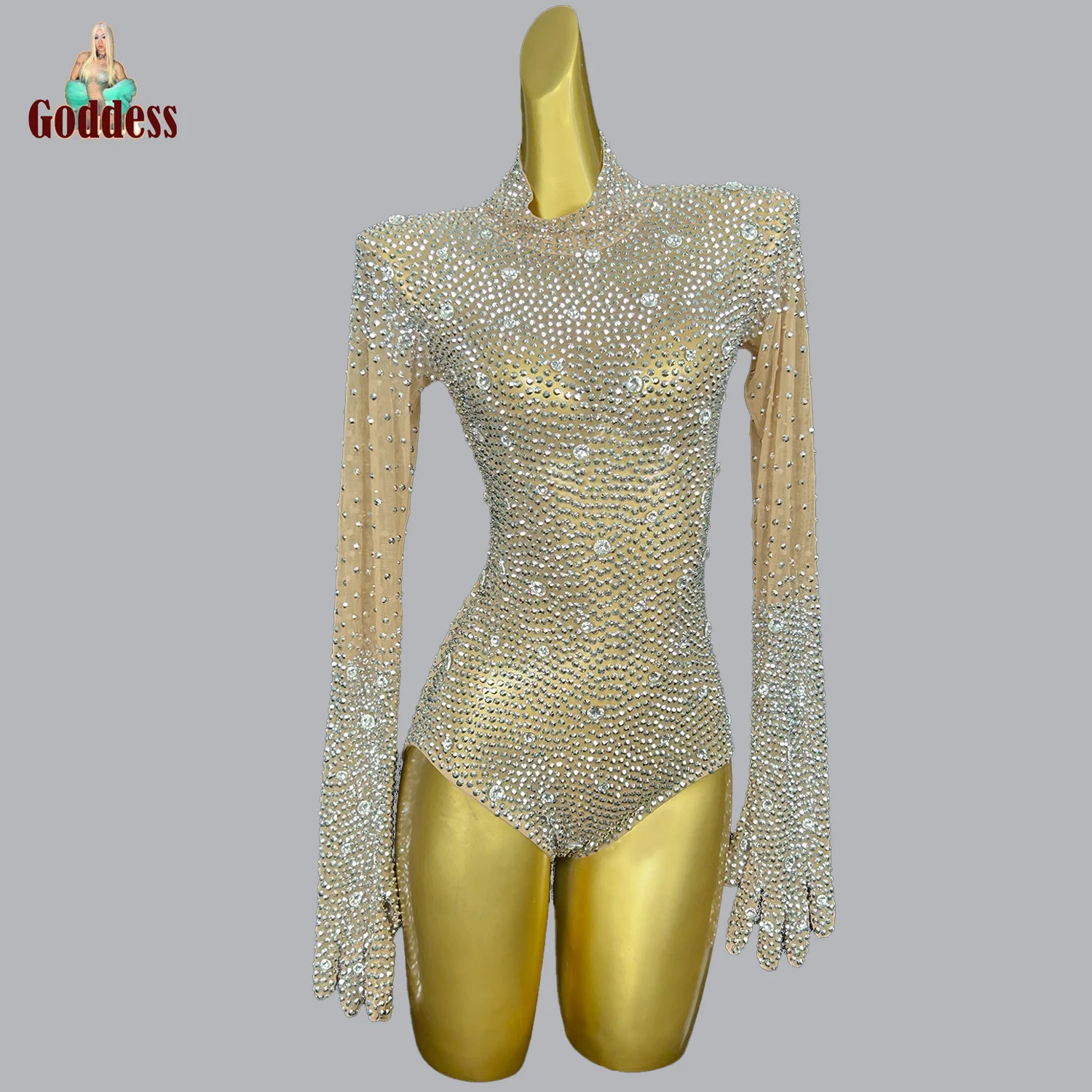 

Sparkly Full Rhinestones Pearls Fringes Bodysuit Bar Sexy Birthday Party Celebrate Outfit Party Dance Female Singer Show Leotard