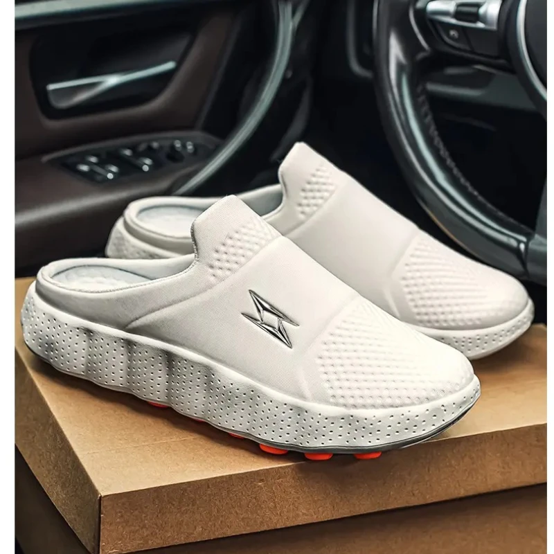 Zapatillas Casuales de Hombre, Nuevas, con Parte Delantera Plana, Suela Gruesa de una Pieza, Versátiles, Antideslizantes y Amortiguadoras