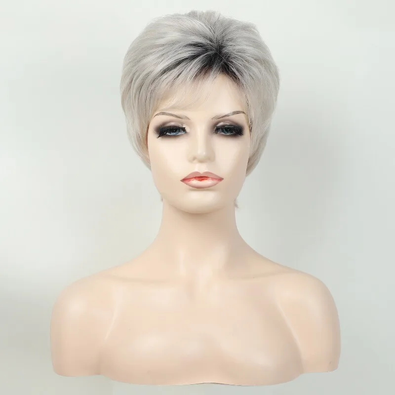 

Ladies Wigs Women's Wig Short Dark Black Golden Grey Curly Natural Hair Wig