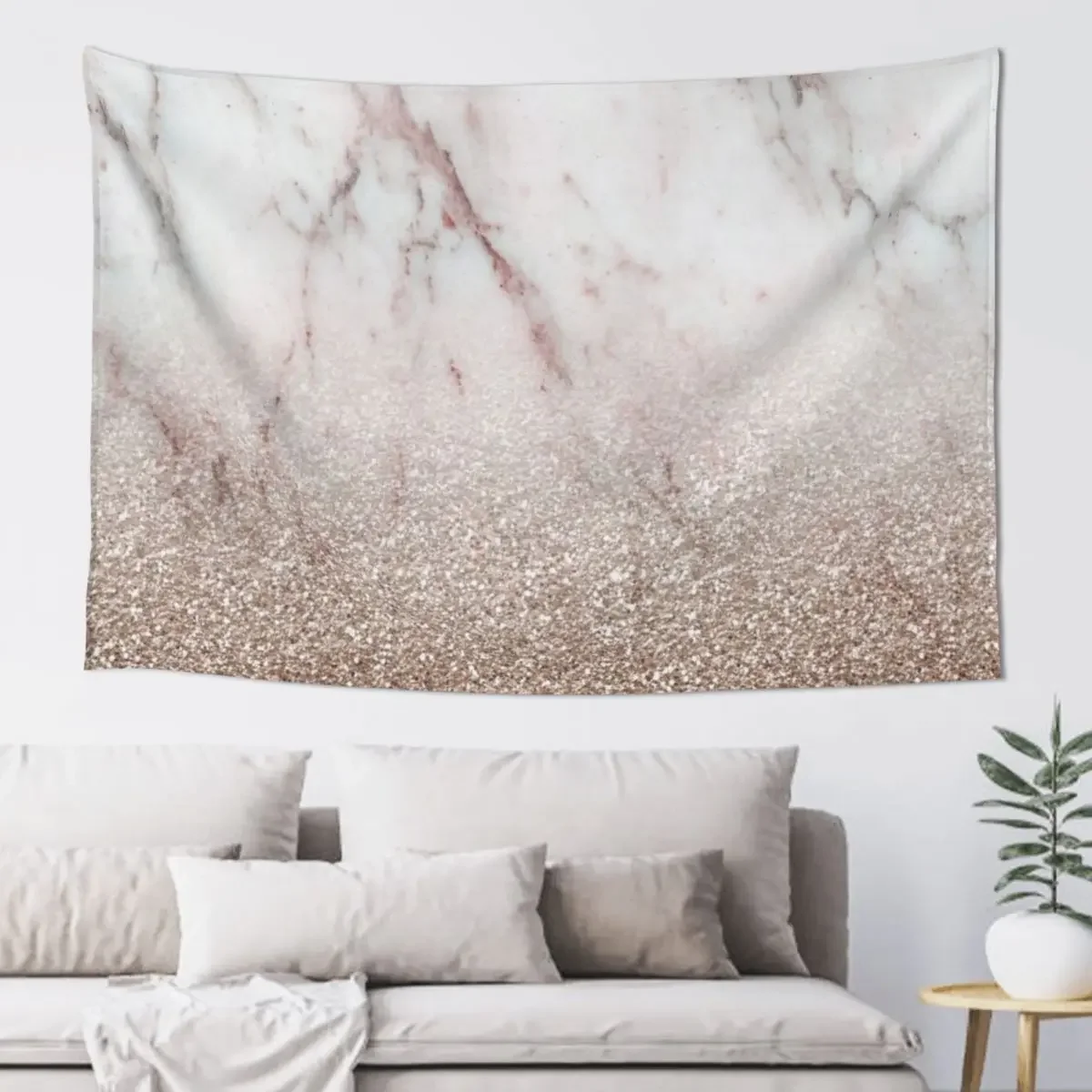 Glitter ombre - หินอ่อนสีชมพู & rose gold glitter Tapestry ตกแต่งห้องน่ารักอะนิเมะตกแต่งห้องความงาม Tapestry