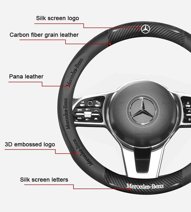 

6D Carbon Fiber Leather Steering Wheel Cover For Mercedes Benz AMG E200 W210 W203 W124 W204 W211 W123 W205 W212 W203 C200 E350