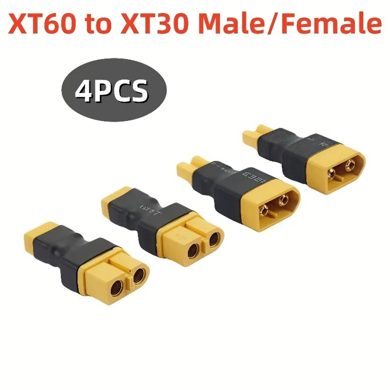 

4PCS XT60 to XT30 Plug Adapter Converter Connector Male/Female for FPV Drone RC Lipo NiMH Battery Charger ESC Accessory