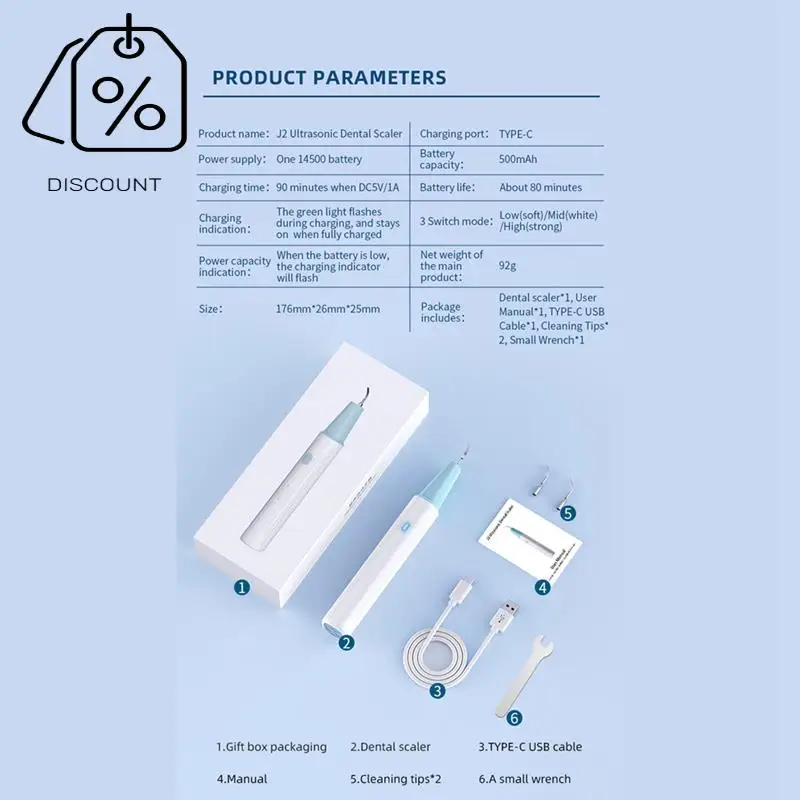 A38T-escalador ultrasónico portátil LED cálculo eliminador de sarro Oral limpiador de manchas de dientes limpieza blanqueadora de dientes