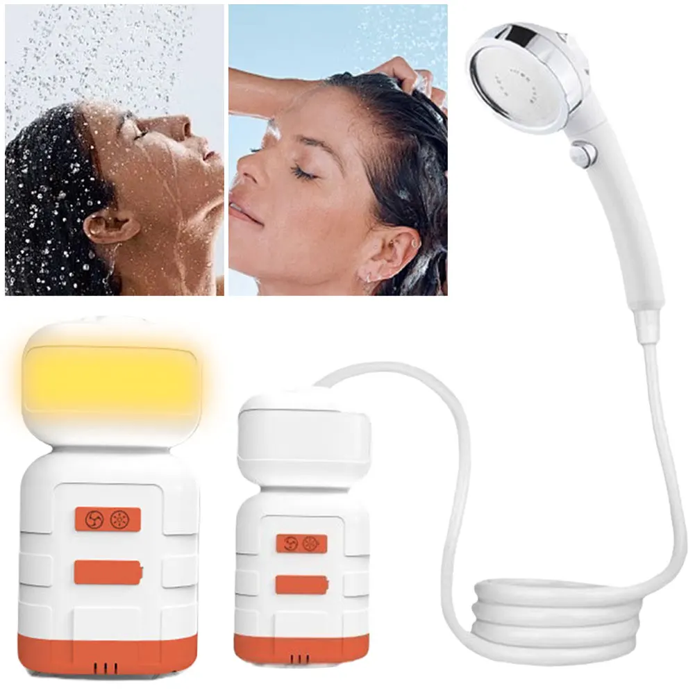 

Portable Camp Shower with LED Camping Lamp Type-C Rechargeable Electric Camping Shower IPX7 Waterproof for Camping Hiking Travel
