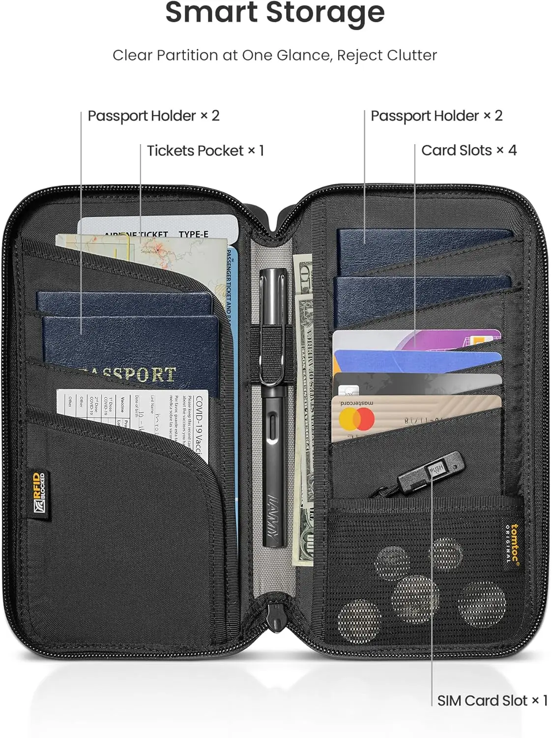 Travel Passport Holder for Family - RFID Large Travel Passport Wallet with Airtag & Card Holder Women Men, Passport Cover Case