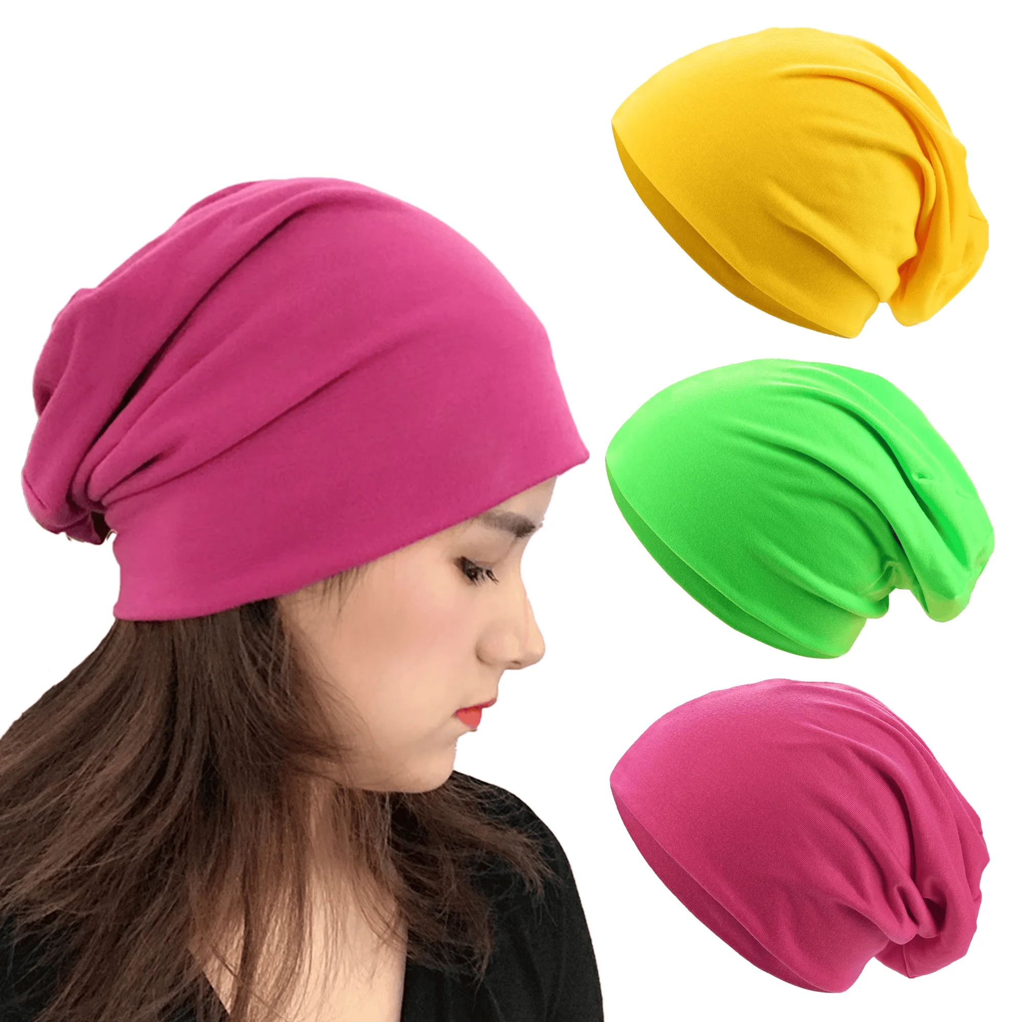 1 Pack Slouchy Beanie Hip-Hop Soft Lightweight Running Beanie Adult Dwarf Hats Chemo Cap for Men Women Breathability