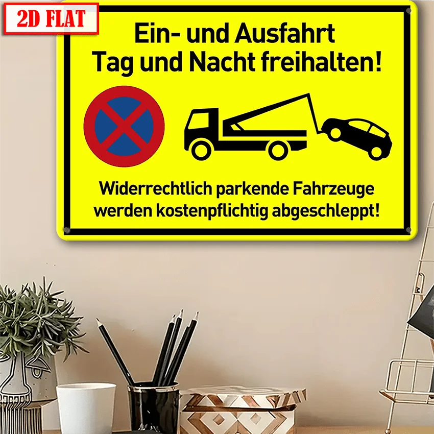 2D Flat - 2D Plane, 1 Vintage Metal Warning Sign - 