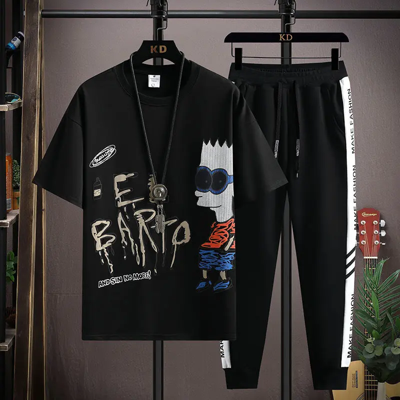 

Popular Teen' Cotton Casual Outfit Short Sleeve Top Tee & Long Pant 2-Piece Set 2025 Summer Quality T-Shirt & Jogger Tracksuit