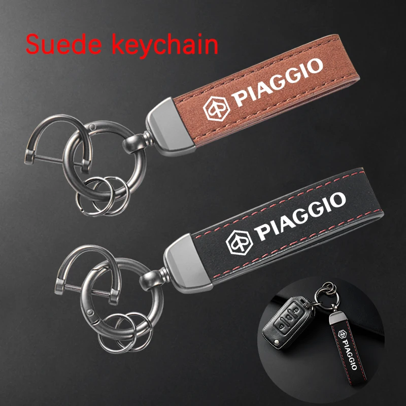 For PIAGGIO Liberty125 MP3 500 Medley Beverly 300 ZIP50 Accessories High-Grade Leather Suede Keychain Motorcycle Key Ring