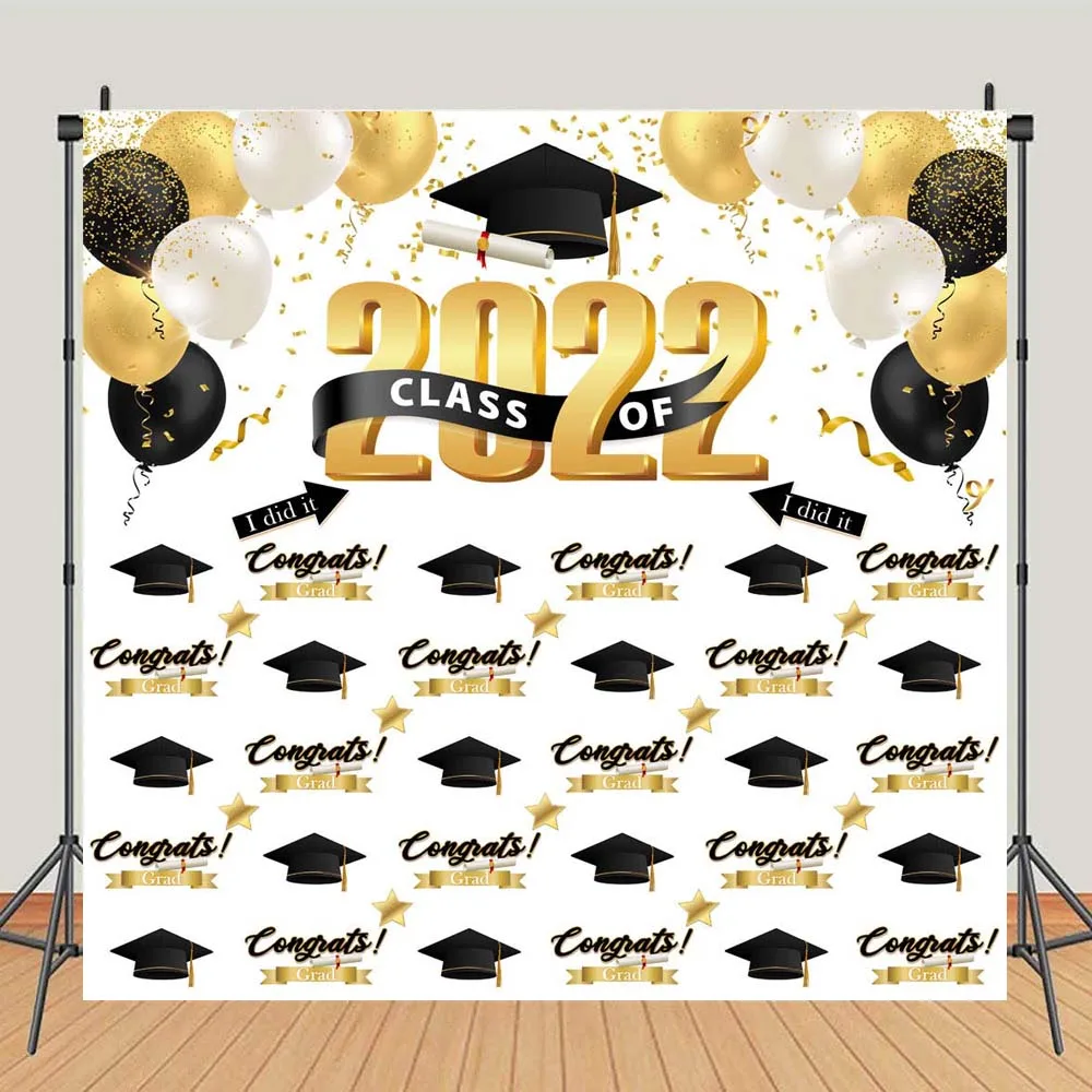 Graduation Party ตกแต่ง Congratulate สำเร็จการศึกษาถ่ายภาพฉากหลัง Class Of 2022ขอแสดงความยินดี Grad Photo พื้นหลัง Photocall