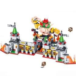 Supers Boss Peaches Mushroom Battle Princess Brothers Castle Display Model Building Block Bricks Gift Set Kid Children