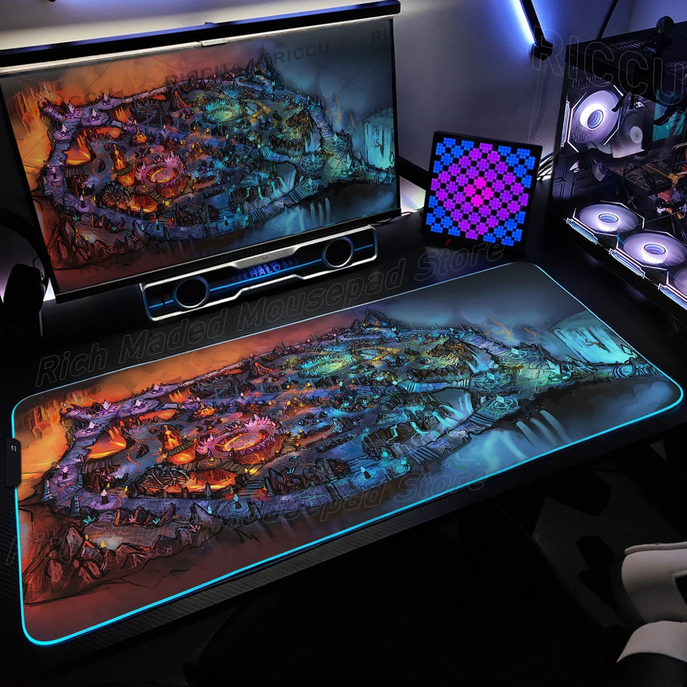 لوحة ماوس كبيرة للألعاب من RGB League of Legend Map XXL لوحة ماوس رياضية إلكترونية مطاطية مانعة للانزلاق LED MouseMat ألعاب لوحة مفاتيح الكمبيوتر Deskmat #3