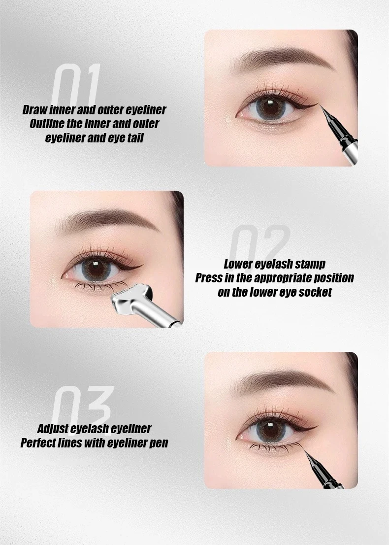 Quick Dry Double Head Eyelash Seal DIY  Lower Lash Extension Stamp Eyeliner Waterproof  Natural Simulation Eyelashes Makeup Tool