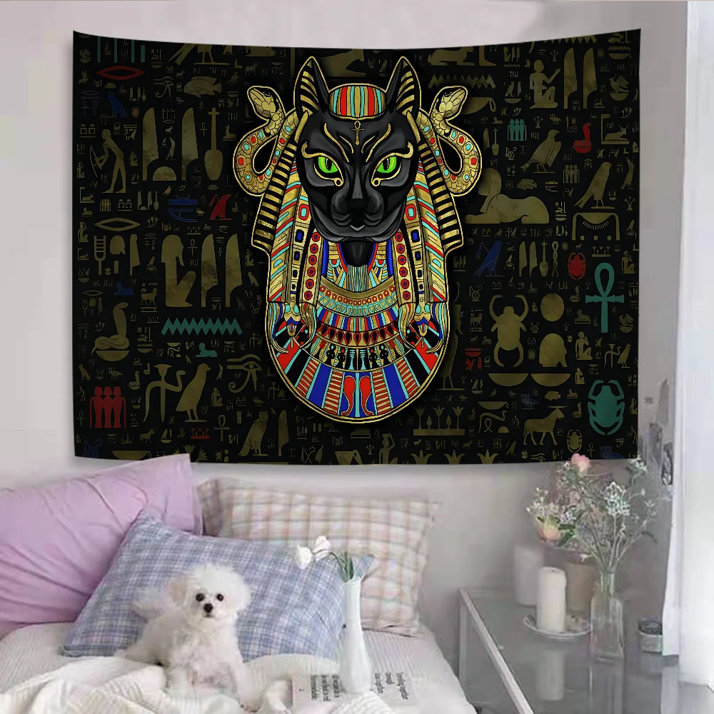 

God Egyptian Cat Tapestry Anime Tapestry Hanging Tarot Hippie Wall Rugs Dorm Wall Hanging Sheets