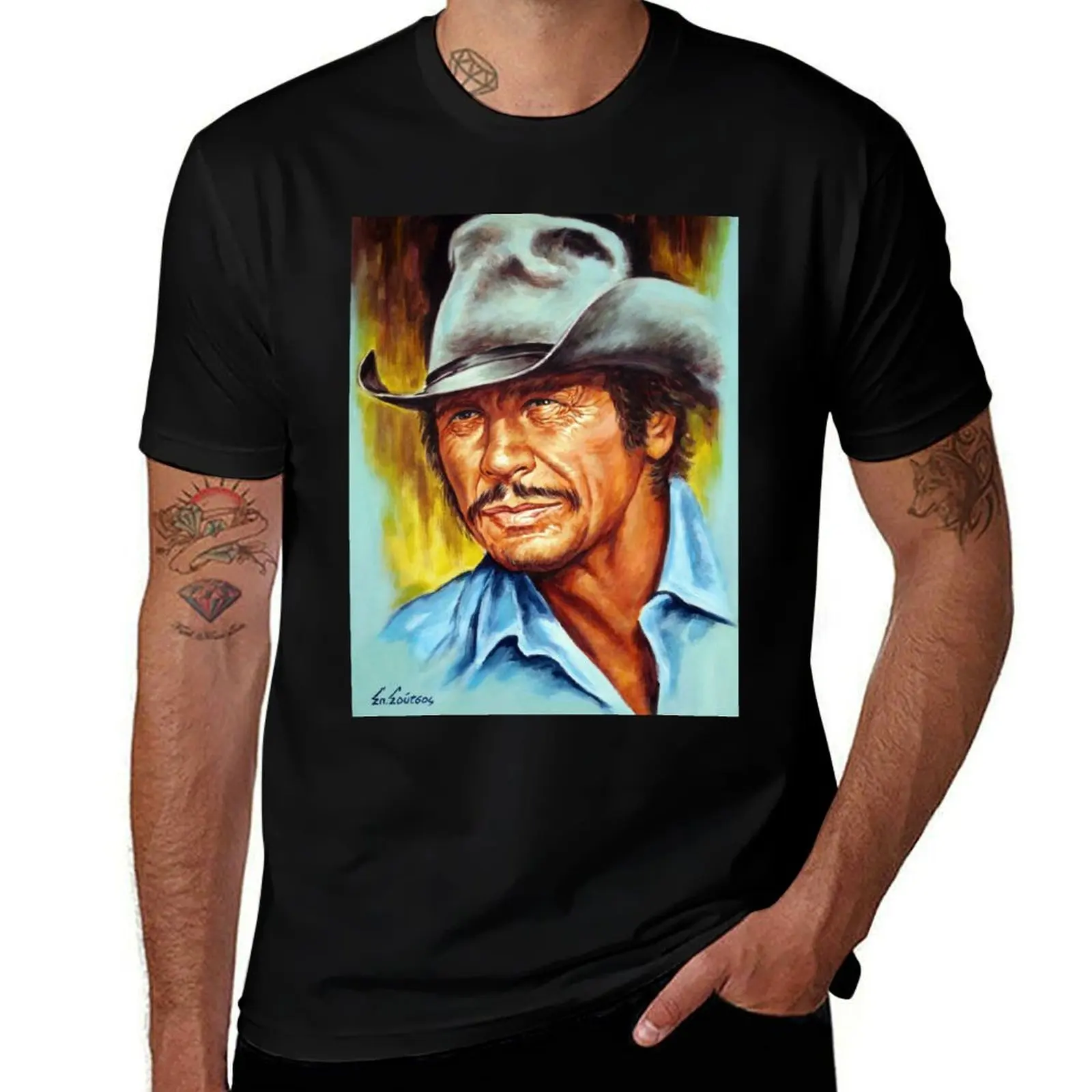 

Charles Bronson painting portrait T-Shirt t shirts for man cotton soft cotton t shirts man 100% T-Shirt