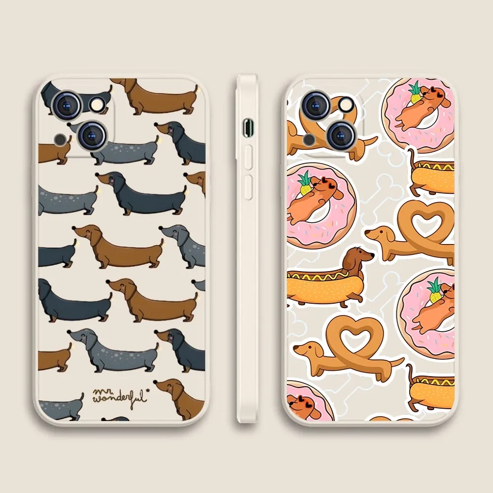 Dachshund Silhouette Dog Phone Case For Iphone 11 13 14 Pro Max X Xr Xs Max Se2020 12mini White Cover Case