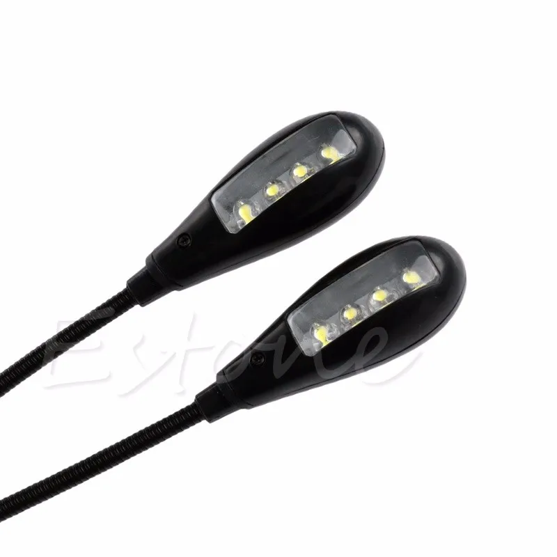 ยืดหยุ่น2แขนคู่คลิป4 LED 8 LED Light โคมไฟสำหรับอ่านหนังสือแท็บเล็ตโคมไฟ Camping โคมไฟเดินป่าหลอดไฟจัดส่งฟรี
