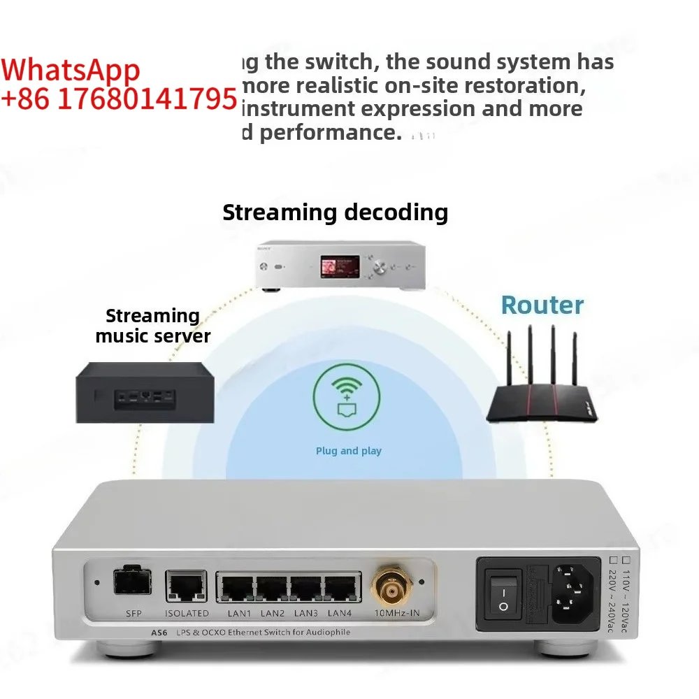 AS6 Audiophile Network Switch LPS Linear Power Supply OCXO Clock HiFi Audio Grade Ethernet Switch