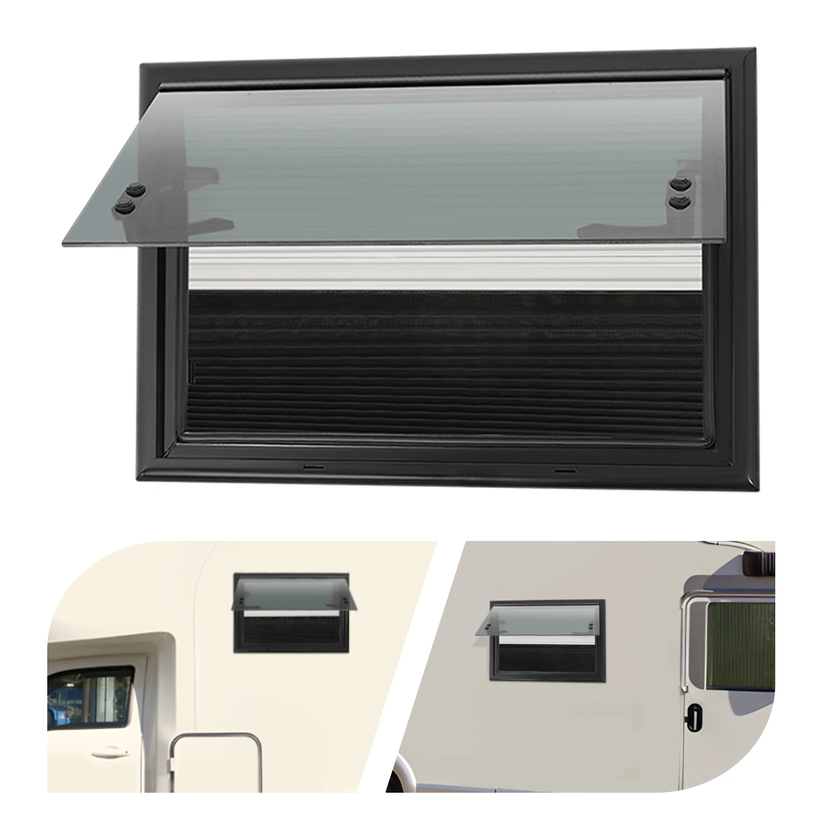 500x350mm Ademend RV-raam met veilige vergrendeling, uitklapbaar RV-raam, RV-caravan-camperramen voor campers, caravans, verticale trailers etc.