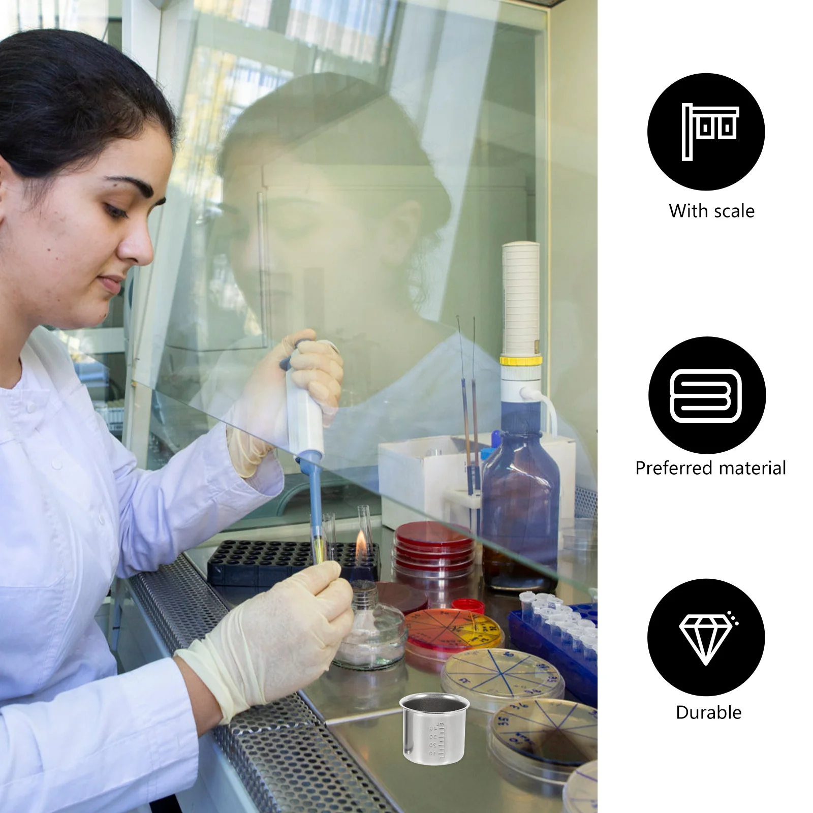 

10Pcs Smooth Burrsfree Reusable Measuring Cup Stainless Steel Kitchen Laboratory Markings Accurate Measurements Tool