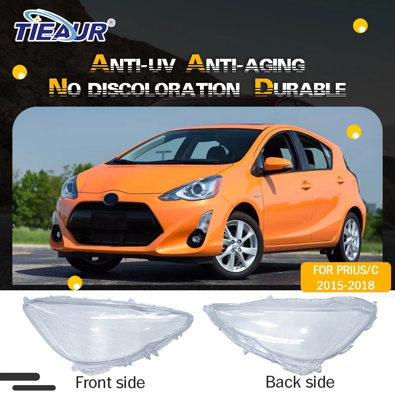 

TIEAUR Headlight Lens Cover For Toyota PRIUS C 2015 2016 2017 2018 Auto Lamp Housing Front Headlamp Transparent Lampshade