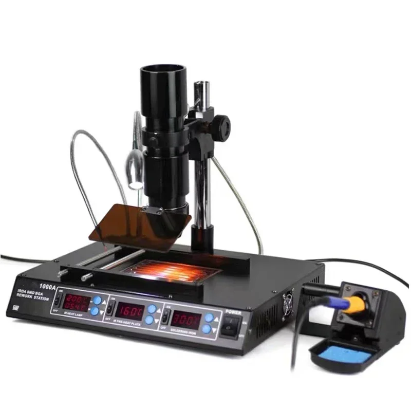 

New 220V1000B Infrared BGA Desoldering Station Hot Air Gun Soldering Iron Intelligent Rework Constant Temperature Preheating Sta